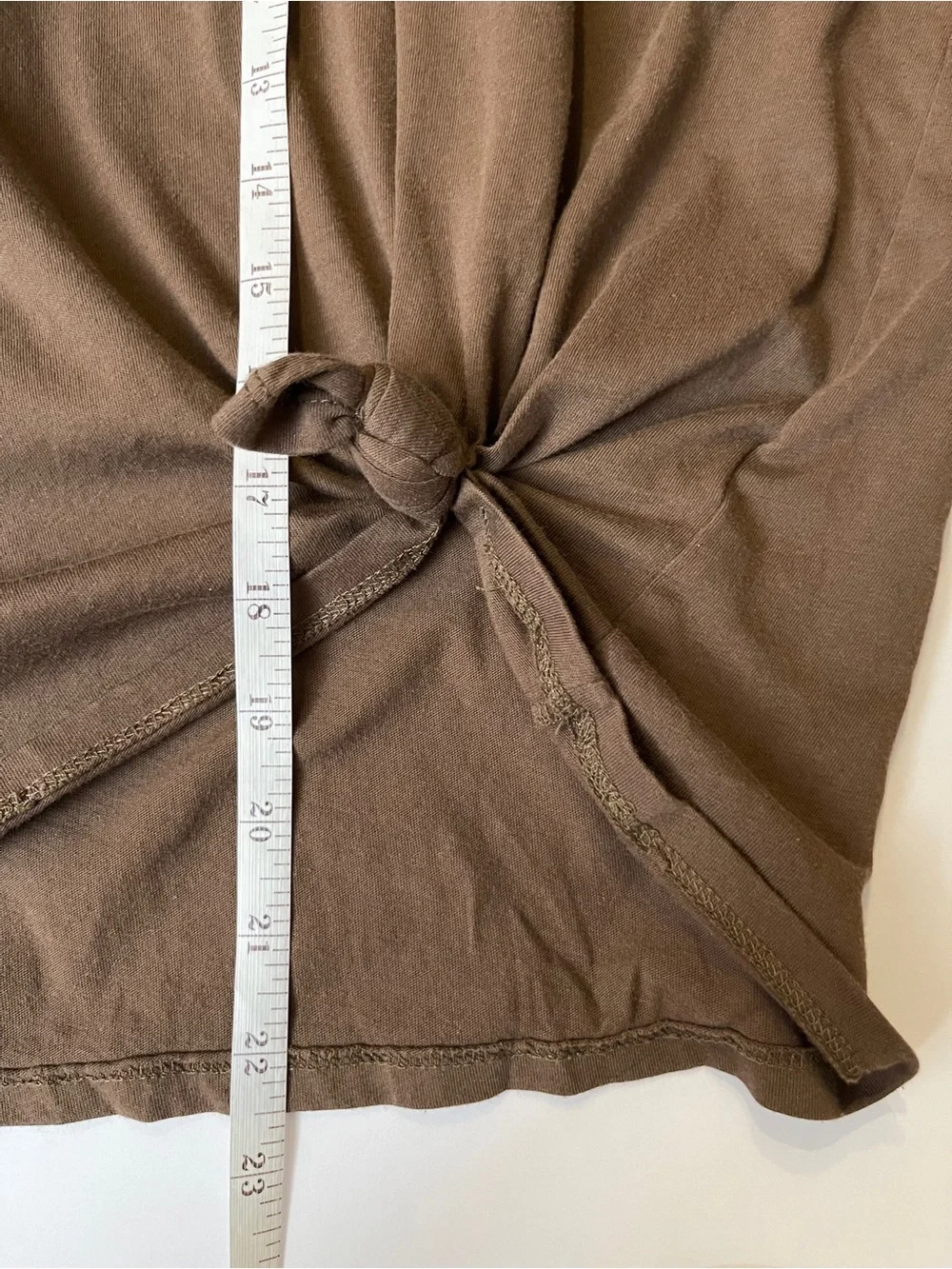 Abercrombie & Fitch Brown Knotted Baby tee Y2K Casual Fitted Embroidered Top XS